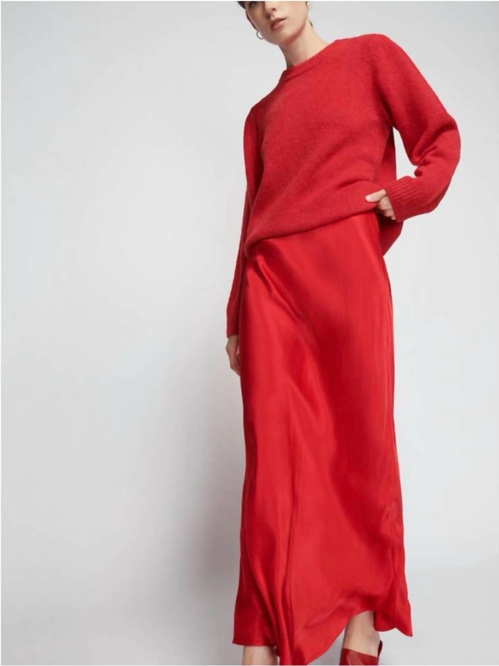 Nation LTD Red Knit Top and Satin Skirt Set